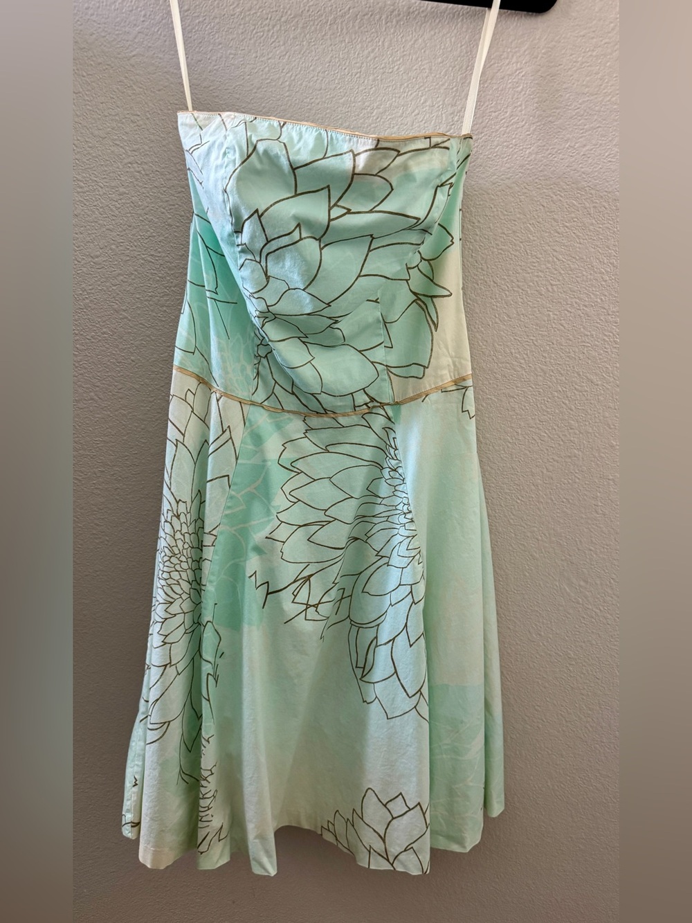 Elevenses Strapless Mint Floral A-Line Dress (Anthropologie exclusive line)